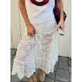 thumbnail image 5 of Biezeib Women's Summer Lace Skirt Elastic Waist Mesh Sheer A-Line Long Skirts with Lined, 5 of 6