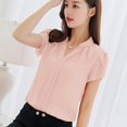 thumbnail image 1 of Las mujeres de la moda Casual manga corta gasa camisa Femininas Tops Formal oficina blusa más el tamañopangjing, 1 of 4