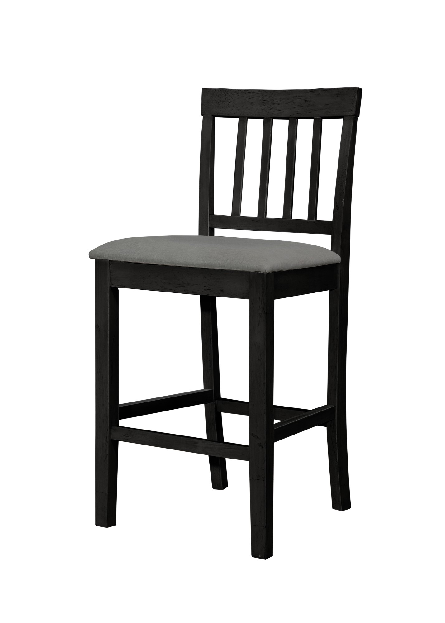Home Design Wilder Counter Chairs (Set of 4), Black/Gray, Slat-back design, Padded seat, Comfortable seating, Sturdy frame, Modern minimalist style, Durable construction