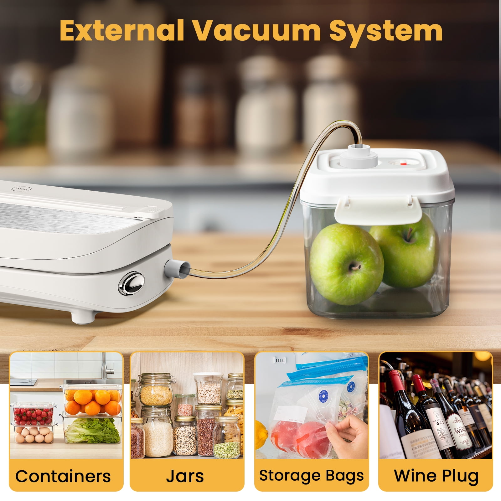 VAVSEA 75Kpa Vacuum Sealer with Bags, 1 Roll & 10Pcs Bags, Automatic Food Sealer Machine with 6-in-1 Dry/Moist Modes, Built-in 2 Cutters, Compact Lightweight for Meal Prep and Storage