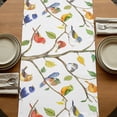 thumbnail image 5 of Watercolor Bird 70 Inch Table Runner, Modern Spring Branch Colorful Leaf Farmhouse Dresser Scarf Cotton & Linen Tablerunner for Dining/Kitchen Island/Holiday Party Décor 13" x 70", 5 of 9