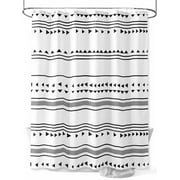 Shower Curtains for Bathroom-66"x72", Boho Black Line Triangle Waterproof Bath Curtain Grommet Shower Curtain Set with Hooks, Modern Aesthetic Art on White Washable Bath Accessories
