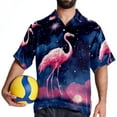 thumbnail image 4 of Starry Sky Flamingo Men's Short Sleeve Beach Shirts, Casual Printed Button Down Summer Shirts for Men and Women, 4 of 6