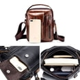thumbnail image 3 of Shoulder Bag - Leather - Men - Small Briefcase - Adjustable Strap - Brown, 3 of 4