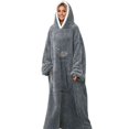 thumbnail image 3 of Wearable Blanket Hoodie for Adult Plush Blanket Sweatshirt Navy Blue One size, 3 of 10