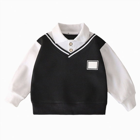 WXFAZCVU Boys Shirts Lapel Button Down Long Sleeve Pullover Fall Clothes Daily School Wear Size 12-18 Months