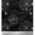 thumbnail image 1 of Soimoi Black Rayon Fabric Solar System & Rocket Galaxy Printed Craft Fabric by the Yard 56 Inch Wide, 1 of 3