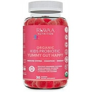 Ruwaa Nutrition Organic Kids Probiotic Gummies 2.5 Billion Cfu, Digestive Health Immune Support 30ct