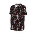 thumbnail image 2 of Balery Skeleton with Roses Baseball Jersey for Men Casual Button Down Shirts Short Sleeve Active Team Sports Uniform-XX-Large, 2 of 9