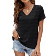 thumbnail image 2 of USSUMA Short Sleeve Womens Blouses and Tops Dressy Swiss Dot Solid Color Plus Womens Tops Casual Cute Basic Chiffon T-Shirts Shirt for Women Trendy V Neck Tunic Plus Size, 2 of 3