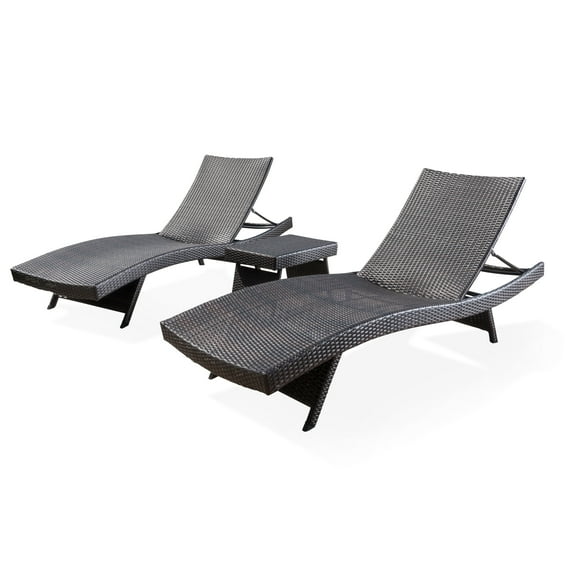 Raleigh Outdoor Wicker 3 Piece Chaise Lounge Set, Multibrown