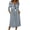 Gray, variant on 3/4 Sleeve Womens Dress Casual Flowy A-Line Midi T-Shirt Dresses with Pockets Crewneck Vocation Boho Beach Sundress Dark Purple S