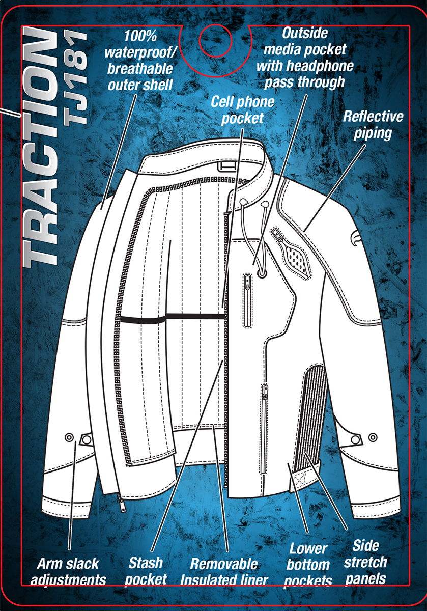 Fulmer, TJ181BLK2X, Men's Traction Motorcycle Jacket - Black, 2XL