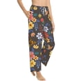 thumbnail image 2 of Xecao Colorful Flowers with Butterfly Women's Straight Lounge Pajama Pants: The Epitome of Relaxed Sleepwear, 2 of 9