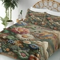 thumbnail image 3 of Ambesonne Floral Eucalyptus Fitted & Top Sheet Set with Sham, Art Nouveau Bloom, Sepia Multicolor, 3 of 5