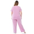 thumbnail image 4 of Fruit of the Loom Women's Soft & Breathable V-Neck Short Sleeve Top & Pajama Pant Set, Sizes S-4X, 4 of 11