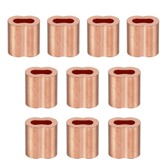 1/16"/ 1.5mm Wire Rope Loop Sleeve Copper Double Ferrule Crimping Loop Sleeve, 10 Pack