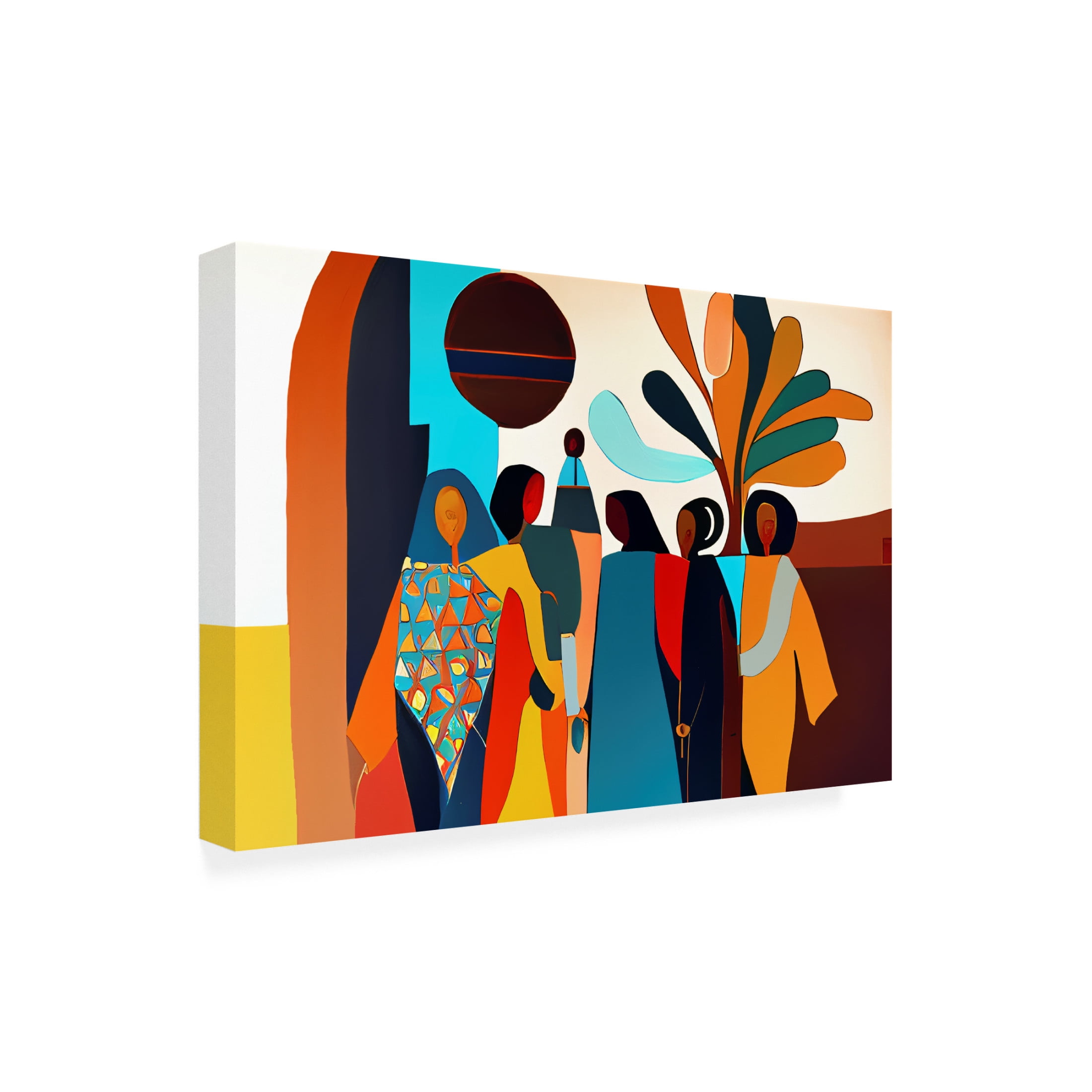 Canvas Wall Art - Ray Heere 'Mid Century Celebration Of All Cultures 10' Wall Art for Living Room, Bedroom, or Office Décor by Trademark Fine Art - 32 x 22 Inches