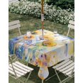 thumbnail image 3 of Square Outdoor Tablecloth with Umbrella Hole Blue Yellow Dragonfly Outside Table Cloth Waterproof Patio Table Cover Watercolor Spring Flowers Zipper Tablecloths for Picnic Party Camping 60x60 Inch, 3 of 8
