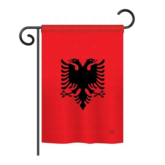 Breeze Decor BD-CY-GS-108222-IP-BO-D-US14-BD 13 x 18.5 in. Albania Flags of the World Nationality Impressions Decorative Vertical Double Sided Garden Flag Set with Banner Pole