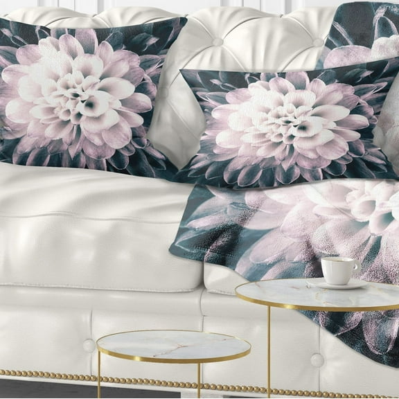 Designart Macro Chrysanthemum Flower - Flowers Throw Pillowwork - 12x20