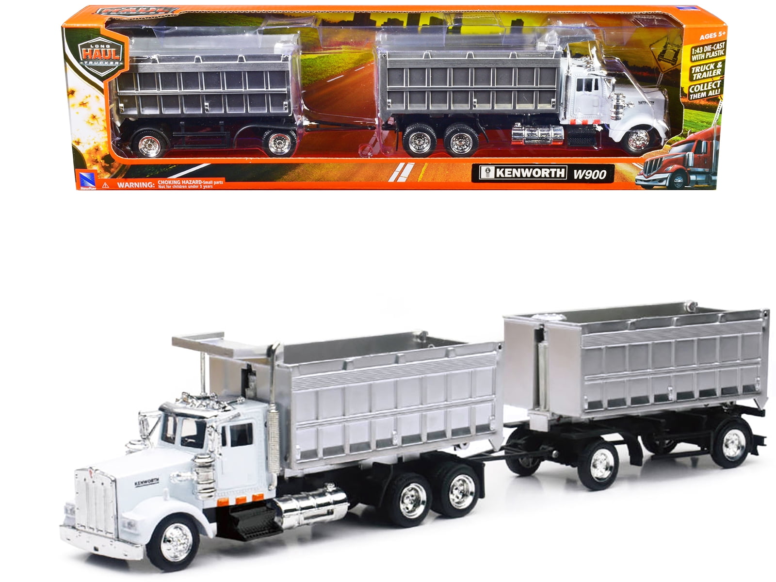 New Ray Toys, Kenworth W900 Truck with Lowboy Trailer, Model