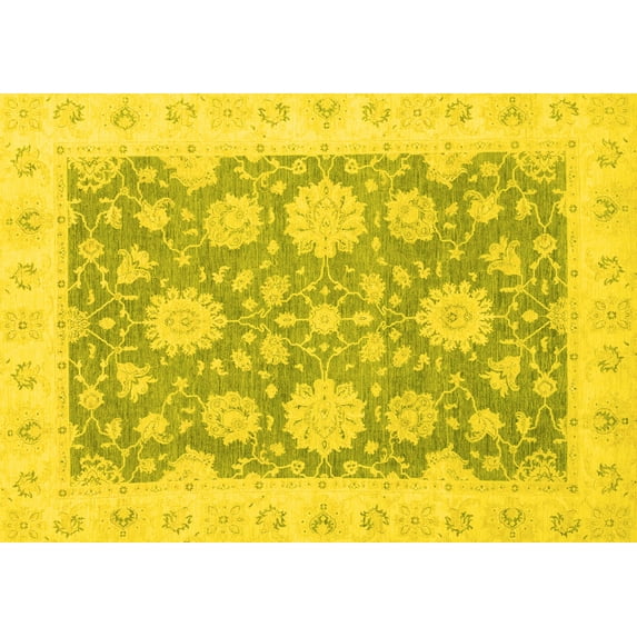 Ahgly Company Indoor Rectangle Oriental Yellow Traditional Area Rugs, 7' x 9'
