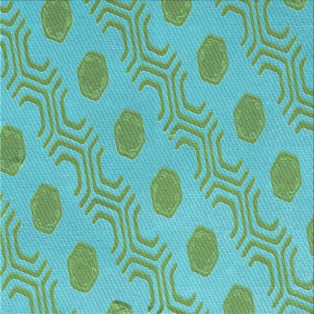 Ahgly Company Machine Washable Indoor Square Transitional Medium Sea Green Area Rugs, 8' Square