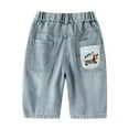 thumbnail image 6 of BOOMNY Toddler Boys Denim Shorts Wide Leg Short Jeans for Boys Casual Graphic Elastic Waist Streetwear Cozy Denim Shorts for Children, 6 of 8