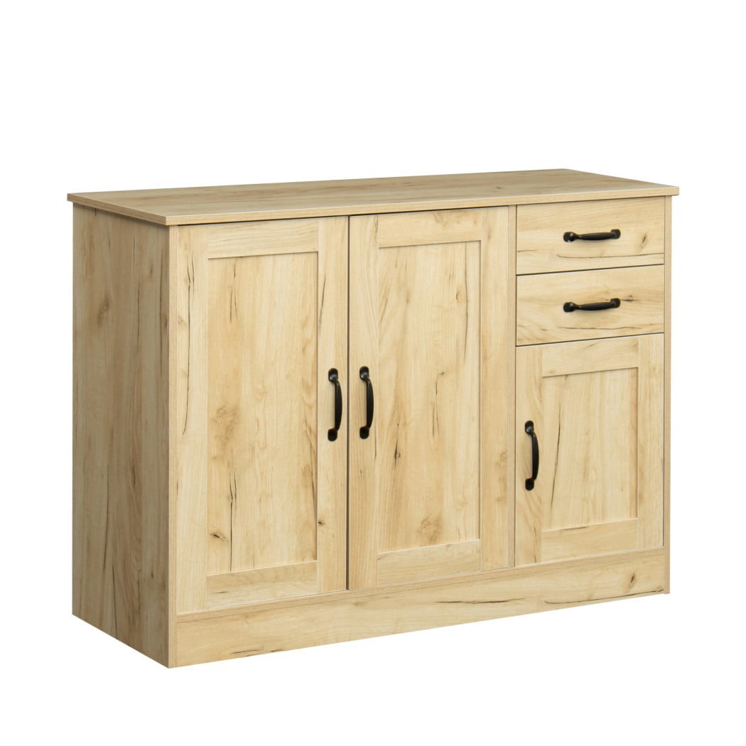 Modern Wood Sideboard Cabinet, 43.3" Buffet Storage Cabinet with 2 Doors, 2 Drawers & Adjustable Shelf, Console Table for Dining Room, Living Room & Entryway, Oak