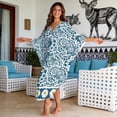 thumbnail image 3 of Xixirimido Blue Boho Mandala Daisy Print Womens Kaftan Dresses Long Caftans Plus Size Batwing Sleeve Swimsuit Coverup V Neck Summer Beach Dress, 3 of 7