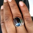 thumbnail image 2 of Handmade Red Garnet Sterling Silver Men's Signet Ring, 2 of 10