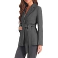 thumbnail image 4 of INSPIRE CHIC Single Button Blazer for Women's Work Office Lapel Long Sleeve Belted Jacket Suit Blazer, 4 of 5