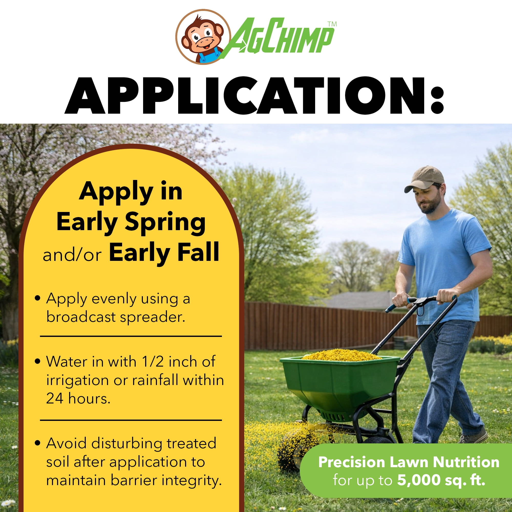 AgChimp 5-0-30 Pre-Emergent Weed Control & Precision Lawn Fertilizer, 15lbs