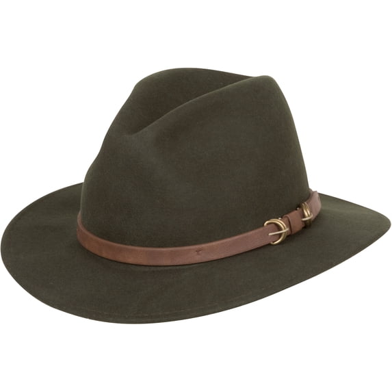 Sakkas Grant Western Style Wide Brim Wool Fedora - Olive - XL