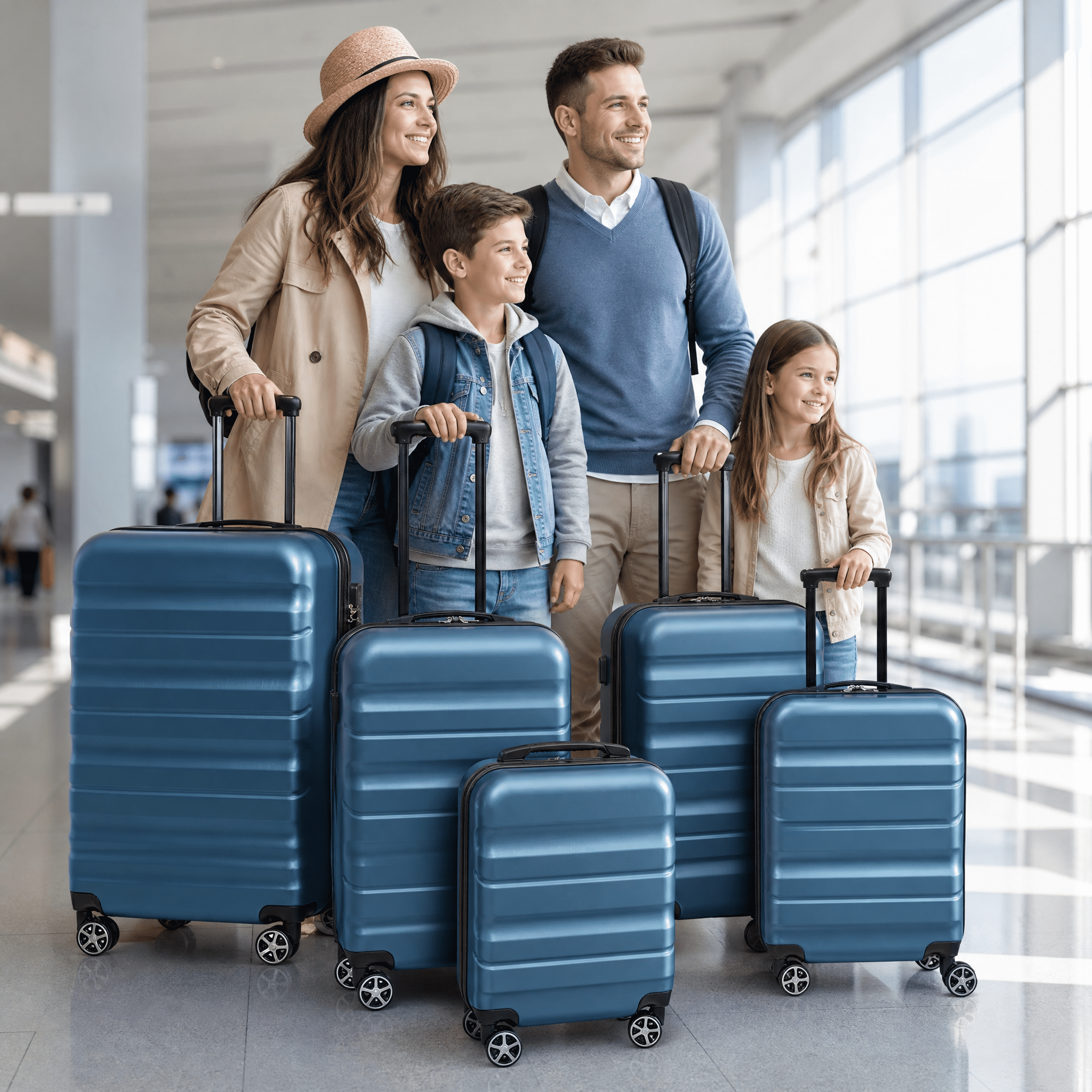 6 Pieces ABS Hardshell Luggage Set, Lightweight & Durable Suitcases with Dual Spinner Wheels, Carry-On & Check-In Sizes for Travel & Business