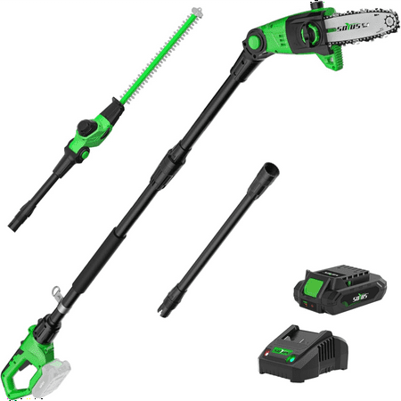 SOYUS 8 Cordless Pole Saw and 18 Pole Hedge Trimmer 2-in-1 Pole Saws for Tree Trimming + 2.0 Ah Battery & Charger