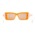 thumbnail image 4 of Womens Diamond Cut Beveled Mod Plastic Rectangle Sunglasses Orange Ivory Light Brown, 4 of 4