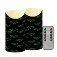 thumbnail image 2 of Green Bat Pattern Flameless Candles 2 PCS with Remote Realistic Moving Flame LED Tapered Pillar Set for Home Decor, 2 of 7