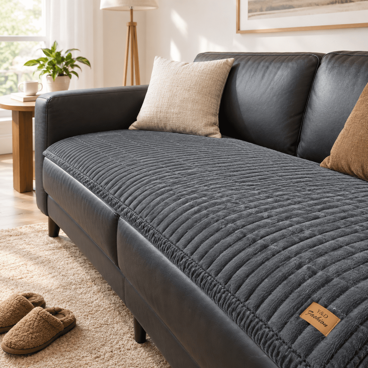 Dark Grey2 27.6 x82.7 Flannel Non Slip Pet Sofa Protector Couch Cover