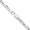 thumbnail image 6 of Diamond2Deal 925 Sterling Silver Rhodium-plated 3.15mm Flat Curb Chain Necklace for Men 18", 6 of 7
