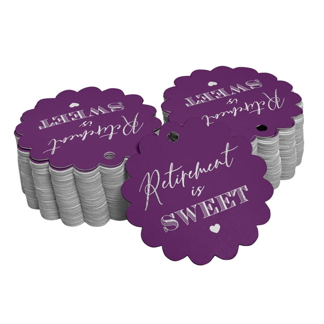 Inkdotpot Pack Of 100 Real Silver Foil Paper Tags Retirement Is Sweet Text Favor Hang Tags