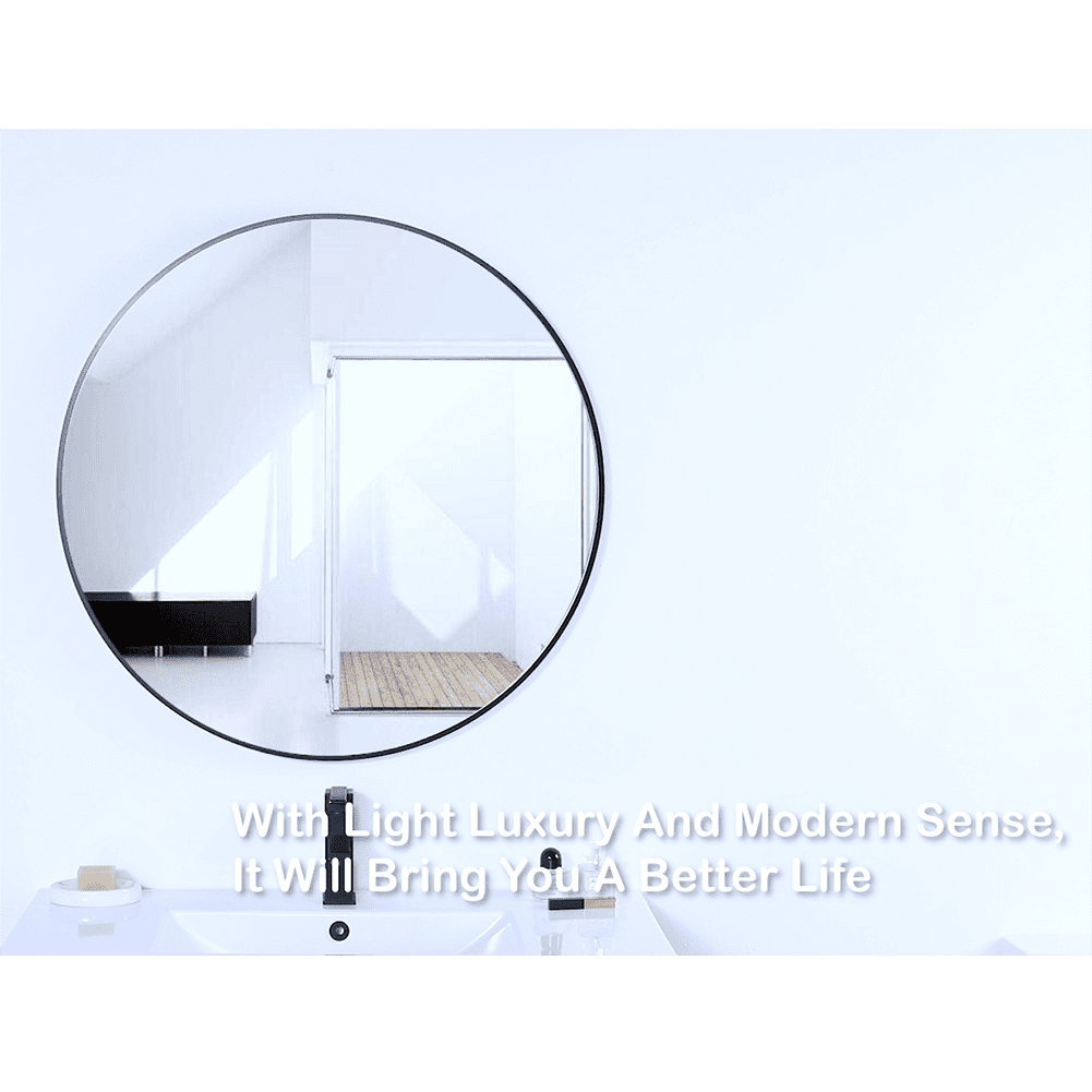 Canddidliike 32" Modern Large Round Mirror, Wall Mounted Circle Mirror Metal Frame for Bathroom