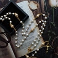 thumbnail image 3 of Vintage Pearl Beads Rosary Necklace Jesus Christ Crucifix for Cross Pendant Neck, 3 of 4