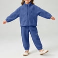 thumbnail image 4 of Cethrio Girls Fleece Pajama Sets Long Sleeve, 2 Piece Crew Neck Comfy Girls' Sleepwear Blue Size 2-3 T, 4 of 6
