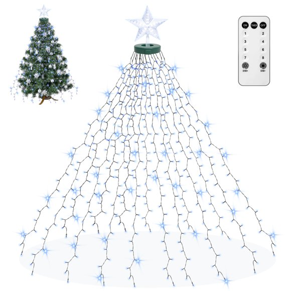 Cadena de luces Aneeway con diseño de estrella, 2 m, 410 LED, color blanco frío