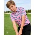 thumbnail image 3 of Aideaone Boys Performance Polo Shirts Short Sleeve Hawaiian Tropical Graphic Print Casual Shirts Size 5-14, 3 of 7
