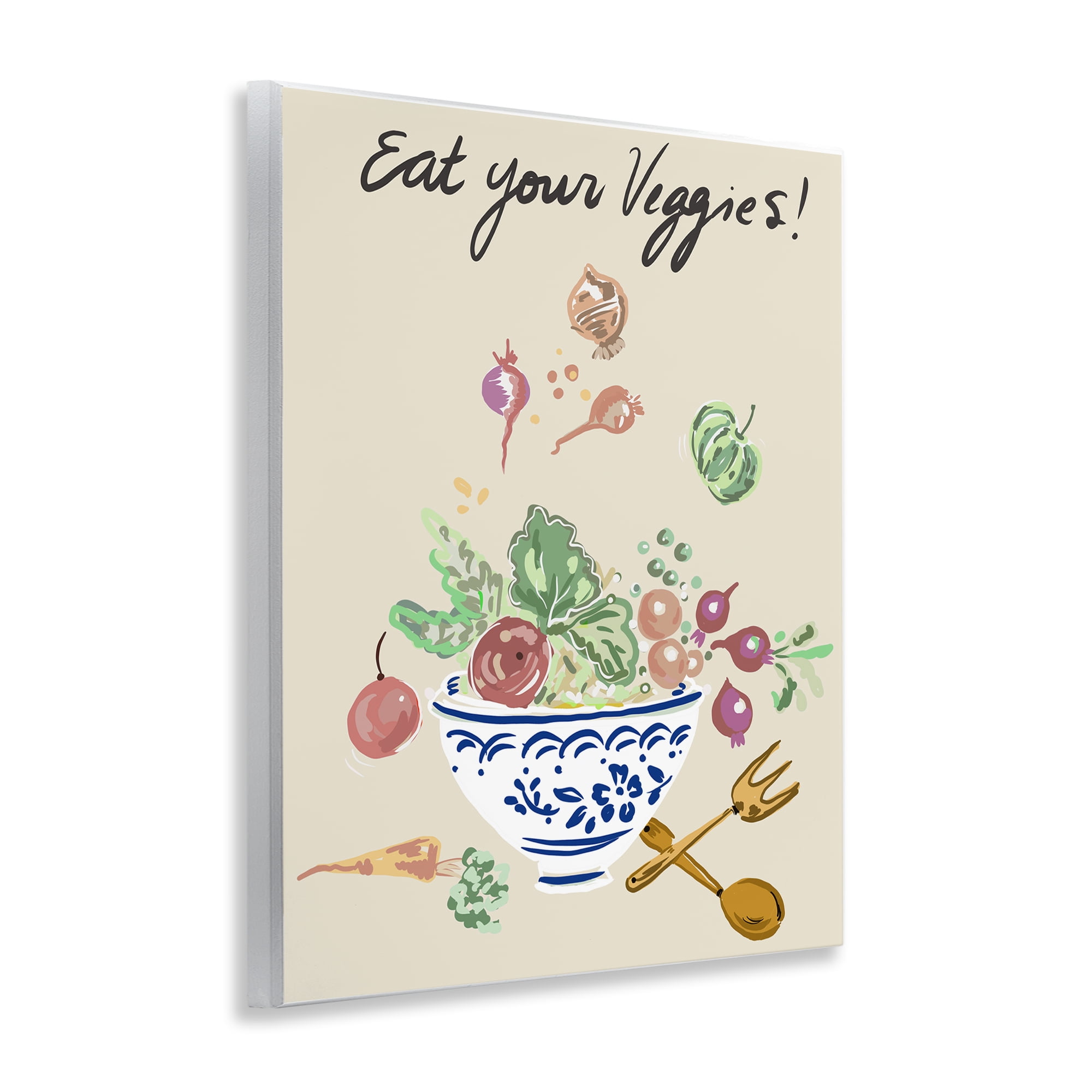 Stupell Industries Eat Your Veggies Bowl Wall Plaque Art, design by Ani Del Sol