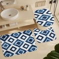 thumbnail image 6 of 4 Piece Shower Curtain Sets Bathroom Decor Set with Non-Slip Rugs Toilet Lid Cover And Bath Mat Blue And White Squares Waterproof Shower Curtain Abstract Checkered Design for Bathroom Decor, 6 of 8