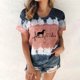 thumbnail image 2 of Mujeres Casual Cuello Redondo Manga Corta Estampado Jersey Blusa Camiseta Tops Sueltos OAVQHLG3B Store  lin121212, 2 of 4